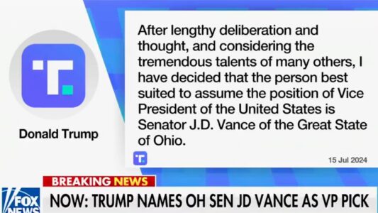 BREAKING: Trump Picks Ohio Senator JD Vance for Vice President