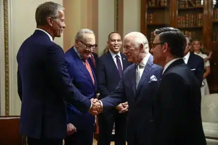 Chuck Schumer wore a giant bandage on his forehead for King Charles III’s speech — then offers off-the-wall explanation for why